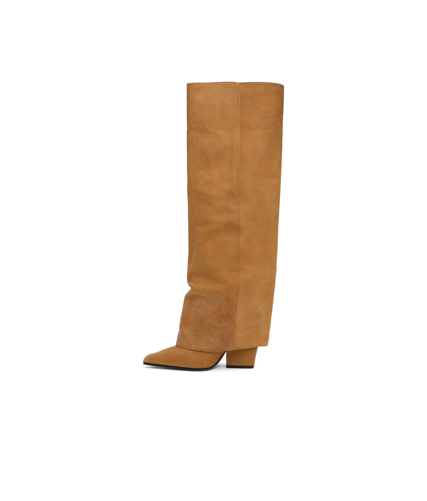 Paris Texas Jane Fold Over Tall Boots In Caramel Color