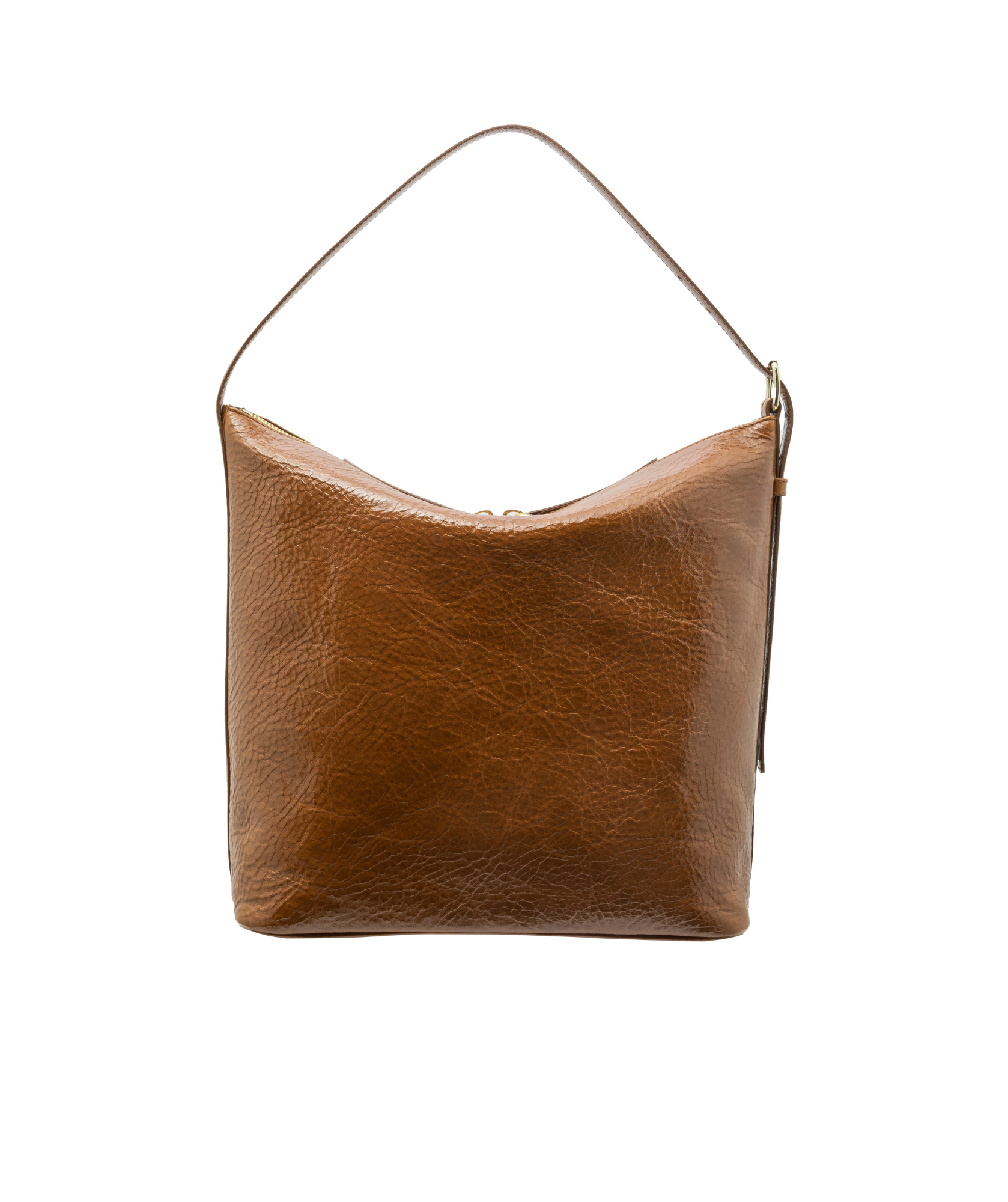 Apc A.p.c. Compact Coffee Leather Handbag With Gold Embossed Detail In Brown