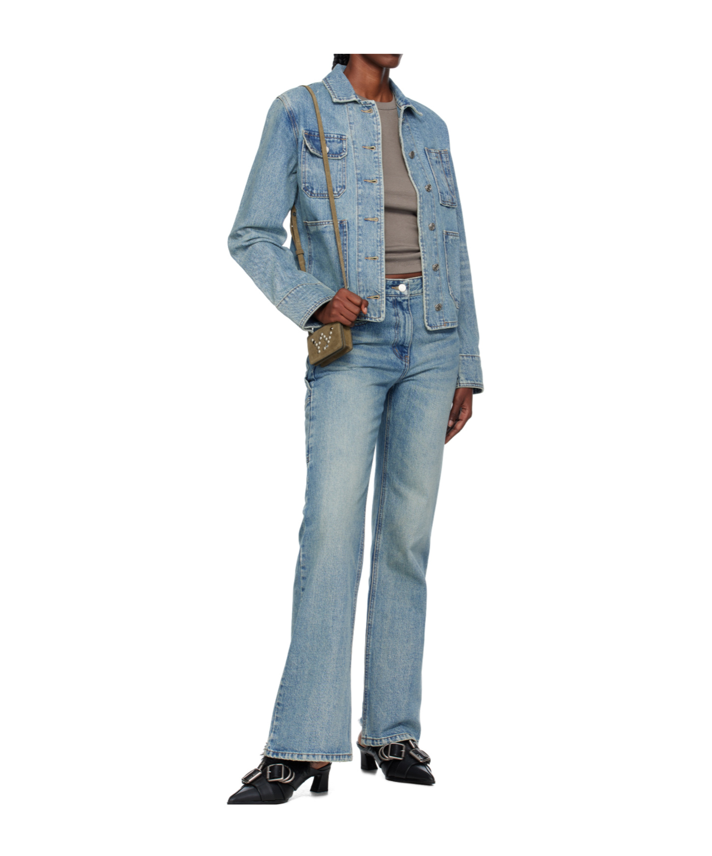 Open Yy Non-stretch Denim Jacket In Blue