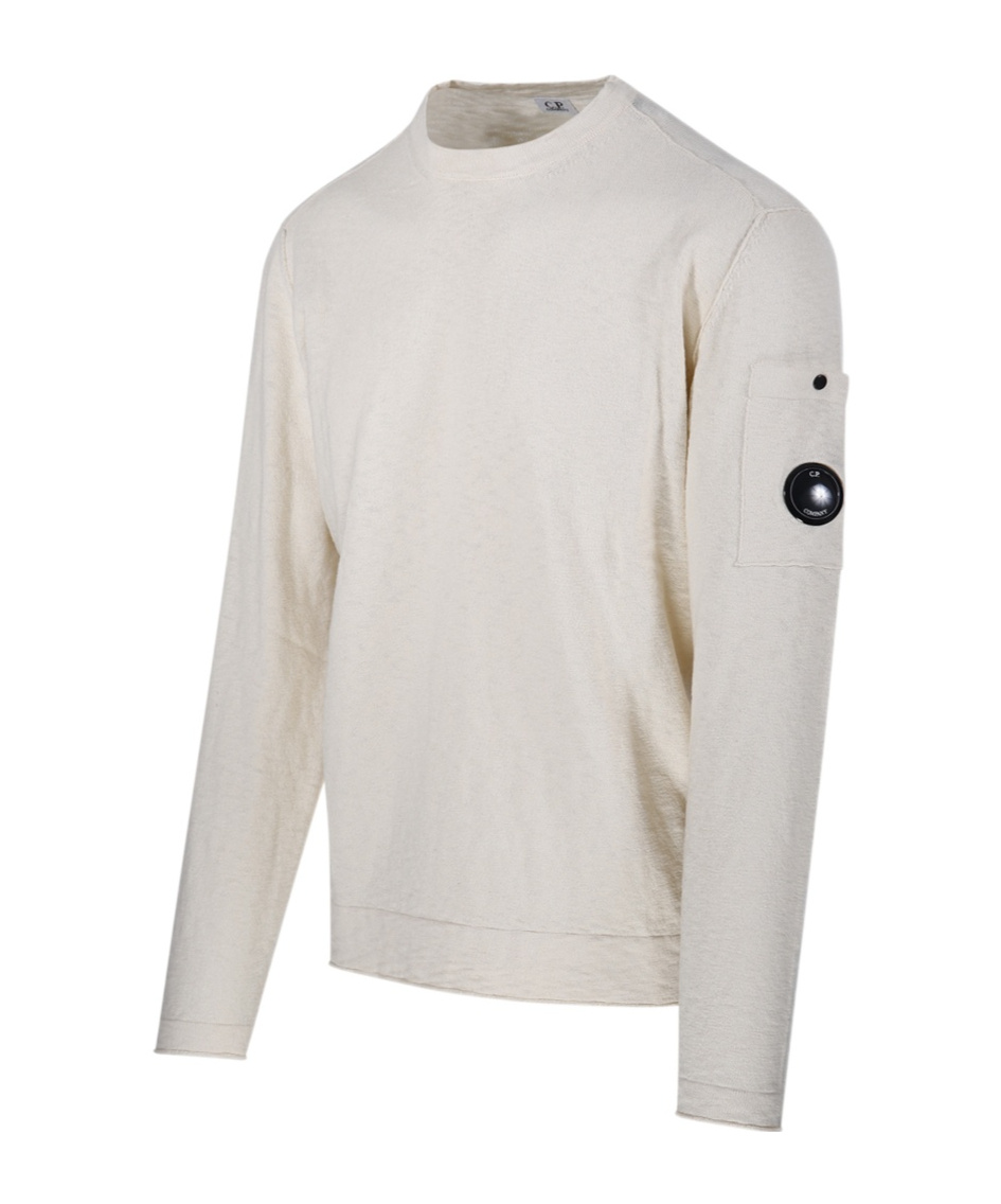 C.p. Company Signature Lens Crewneck Sweatshirt In White