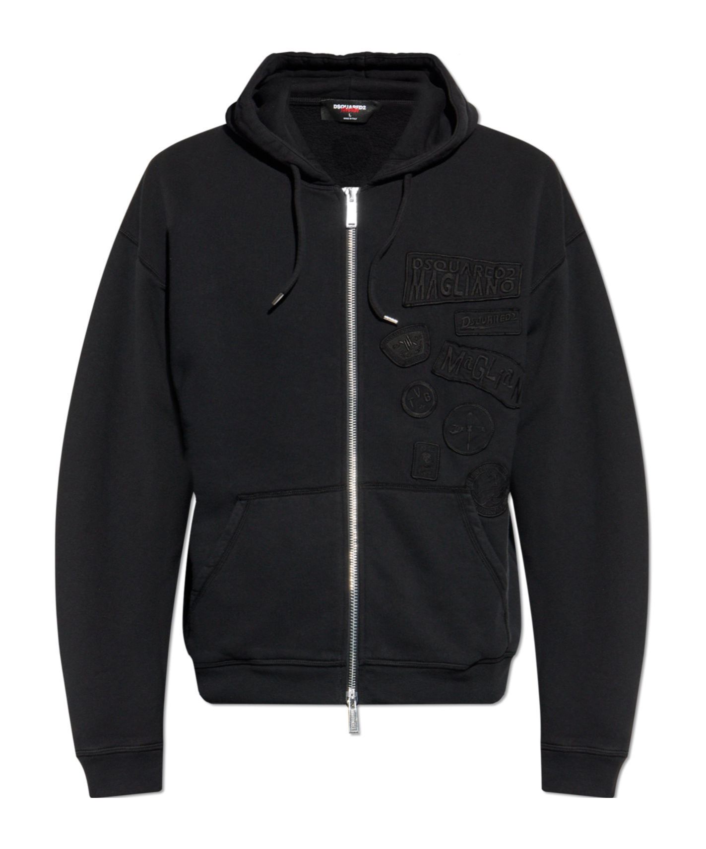 Dsquared2 X Magliano Zip-up Drawstring Hoodie In Black