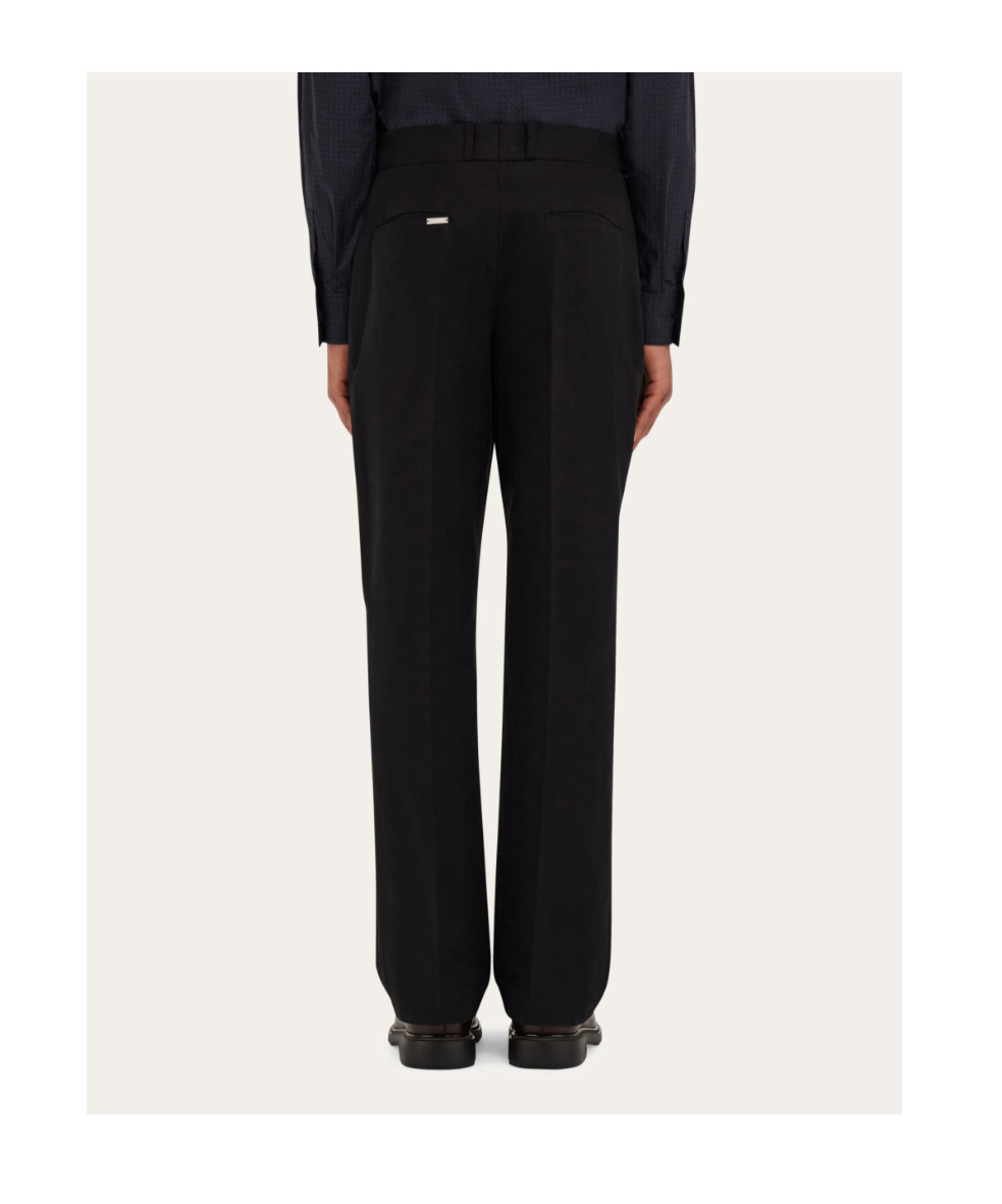 Ferragamo Cotton Canvas Pants In Black