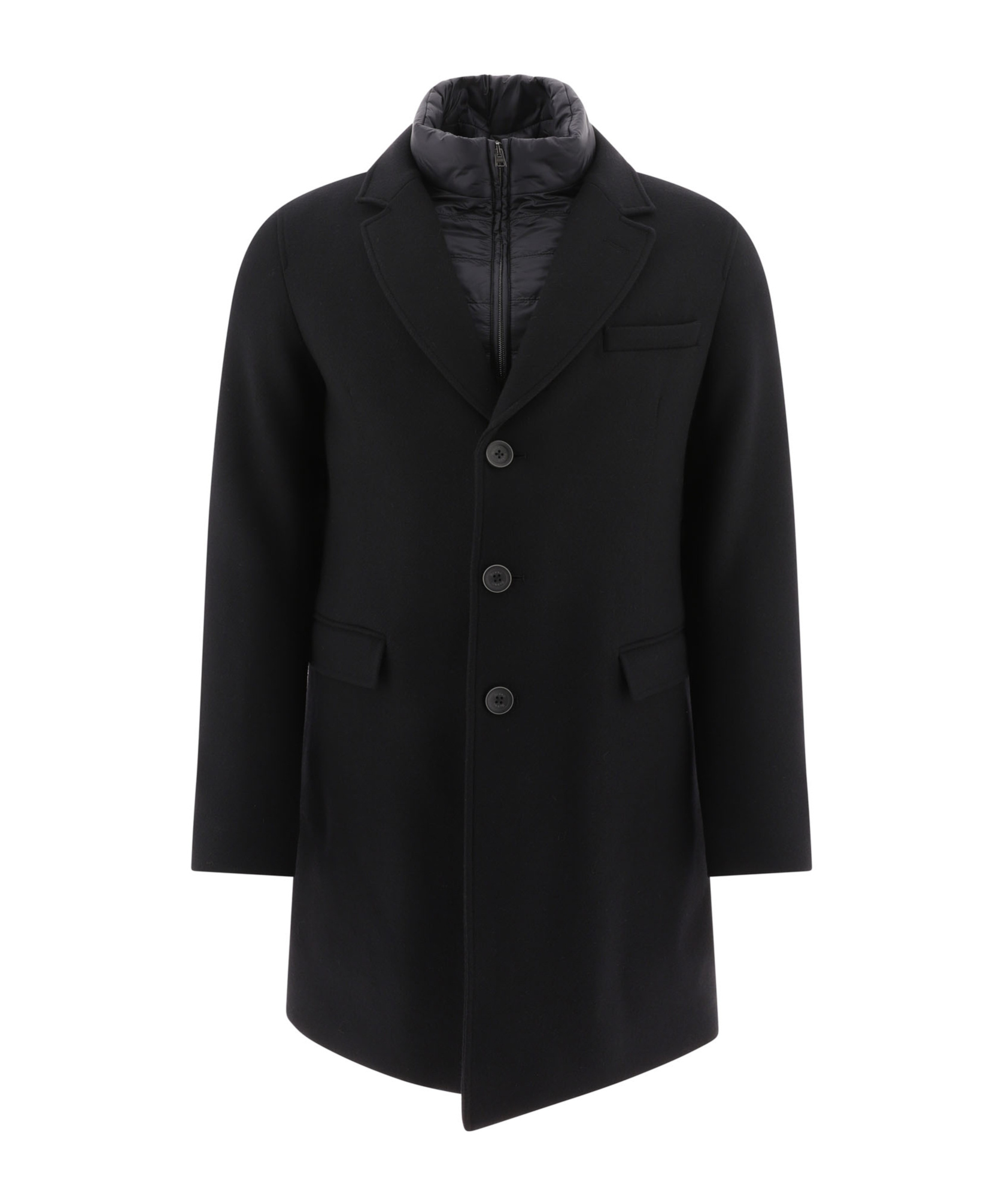 Herno Durable Long Sleeve Coat With Notched Lapels In Black