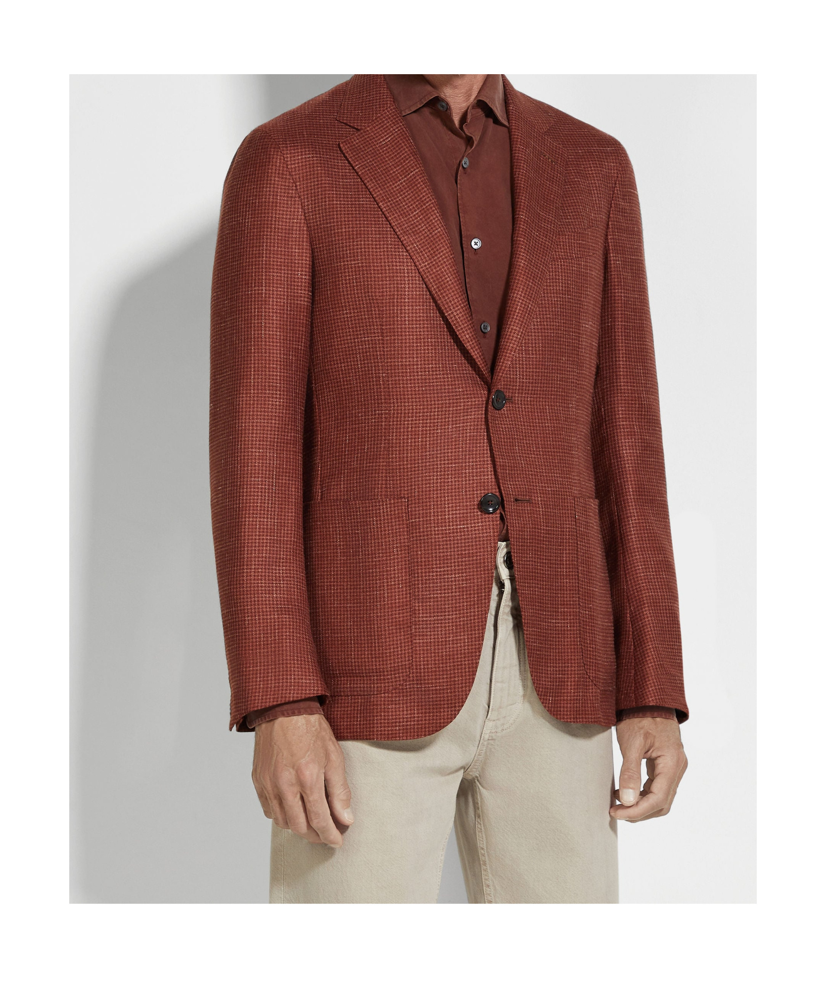 Zegna Checked Single-breasted Jacket In Brown