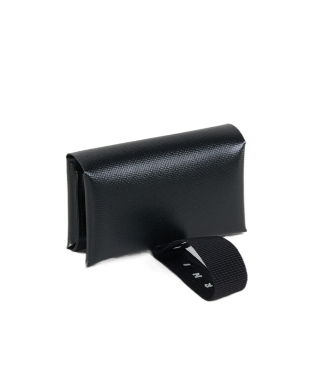 Marni Black Trifold Wallet With Logo Strap In Black