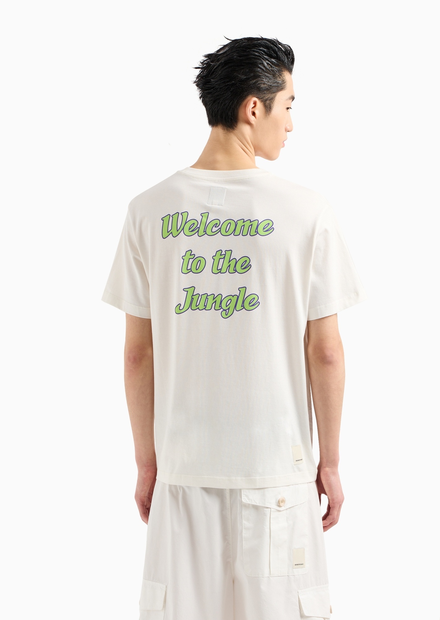 Emporio Armani Monogram-print Cotton T-shirt In White