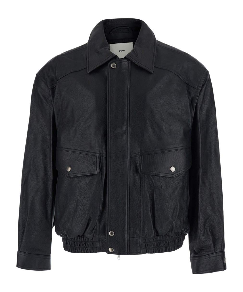 Dunst Long-sleeve Leather Jacket In Black