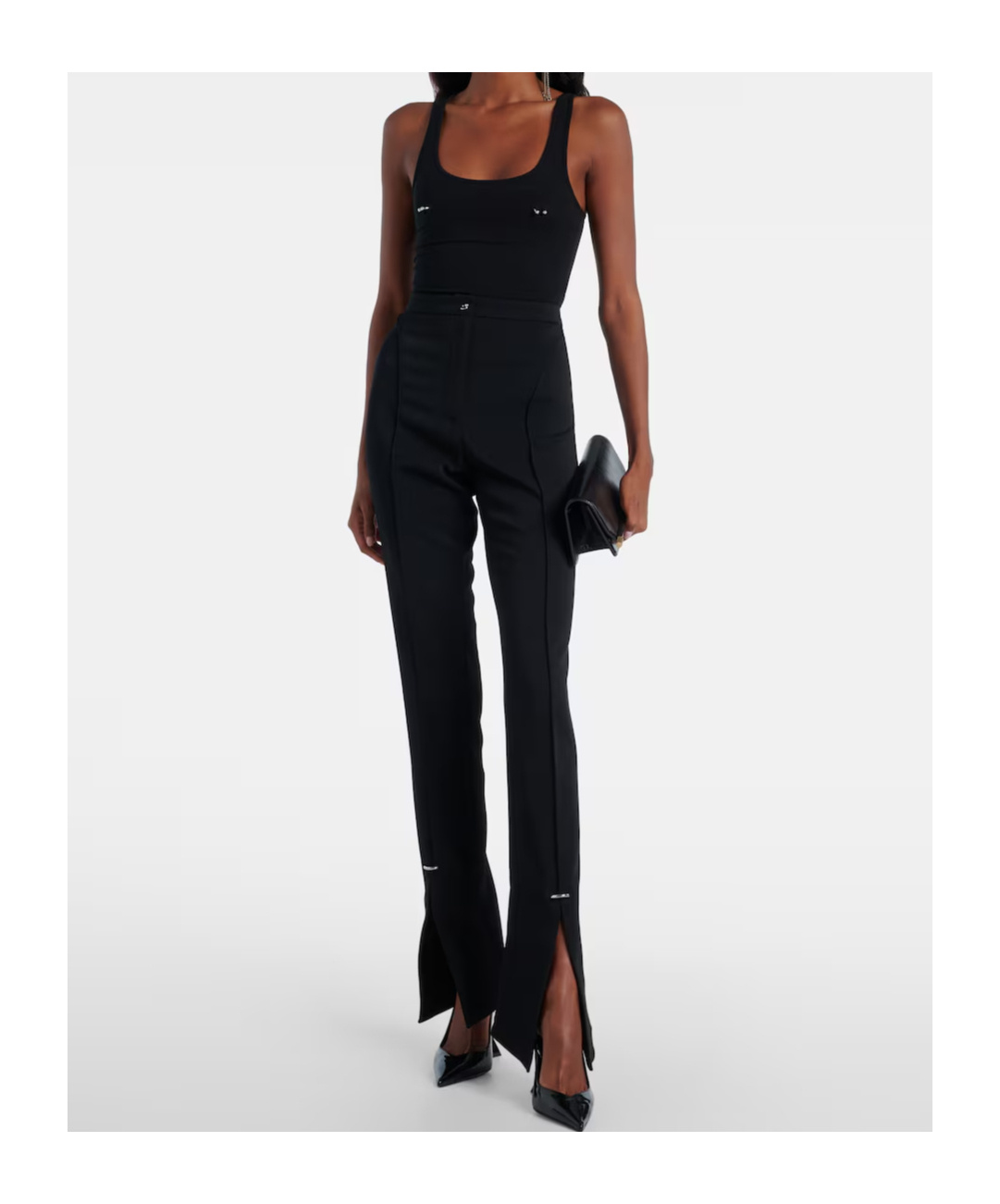 Mugler Trimmed Knitted Jumpsuit In Black