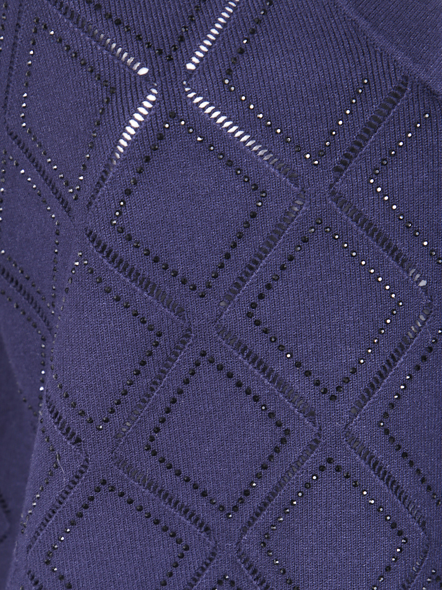 Blugirl V-neck Sweater With Rhombus Pattern And Embellished Detailing In Blue