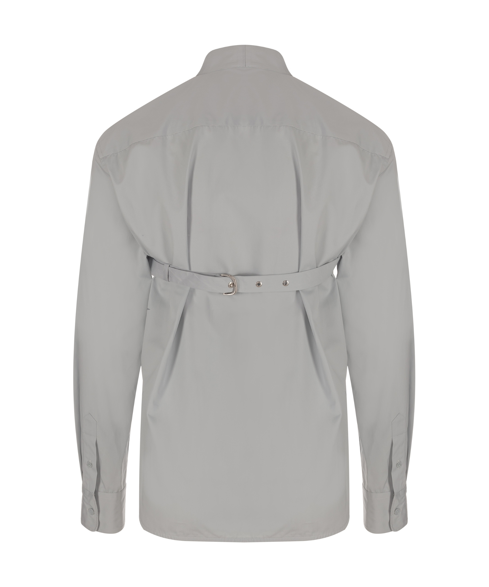 Off-white Cotton Shirt With Straps And Metal Buckle In Gray