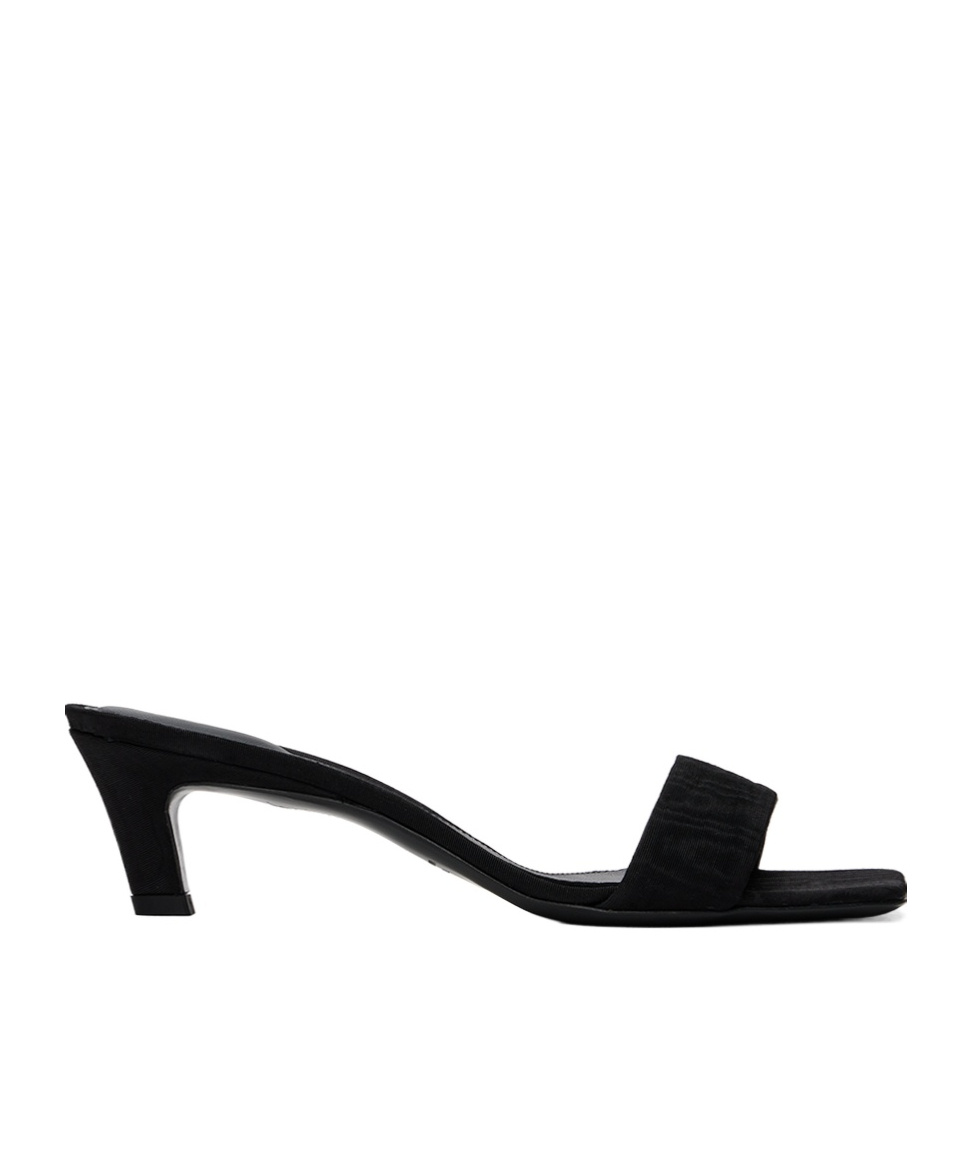 Totême Toteme Square Toe Kitten Heel Satin Sandal In Black