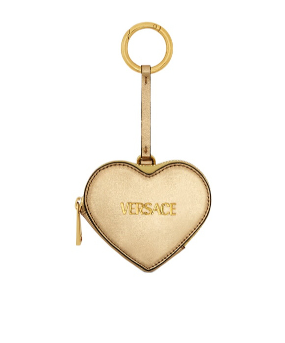 Versace Zipped Keychain Pouch In Gold