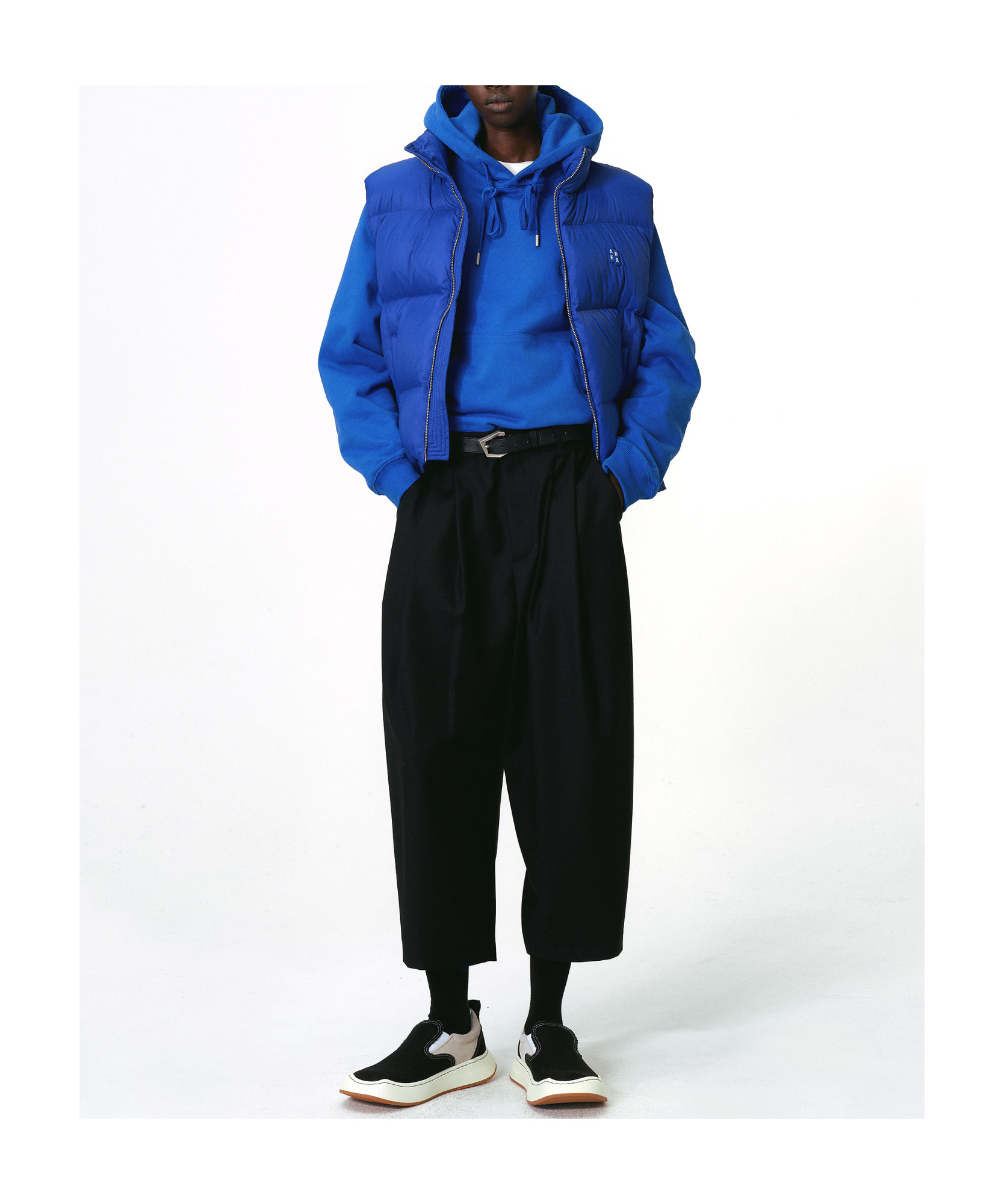 Shop Ader Error Significant Series Trs Tag 01 Vest Down Jacket In Blue