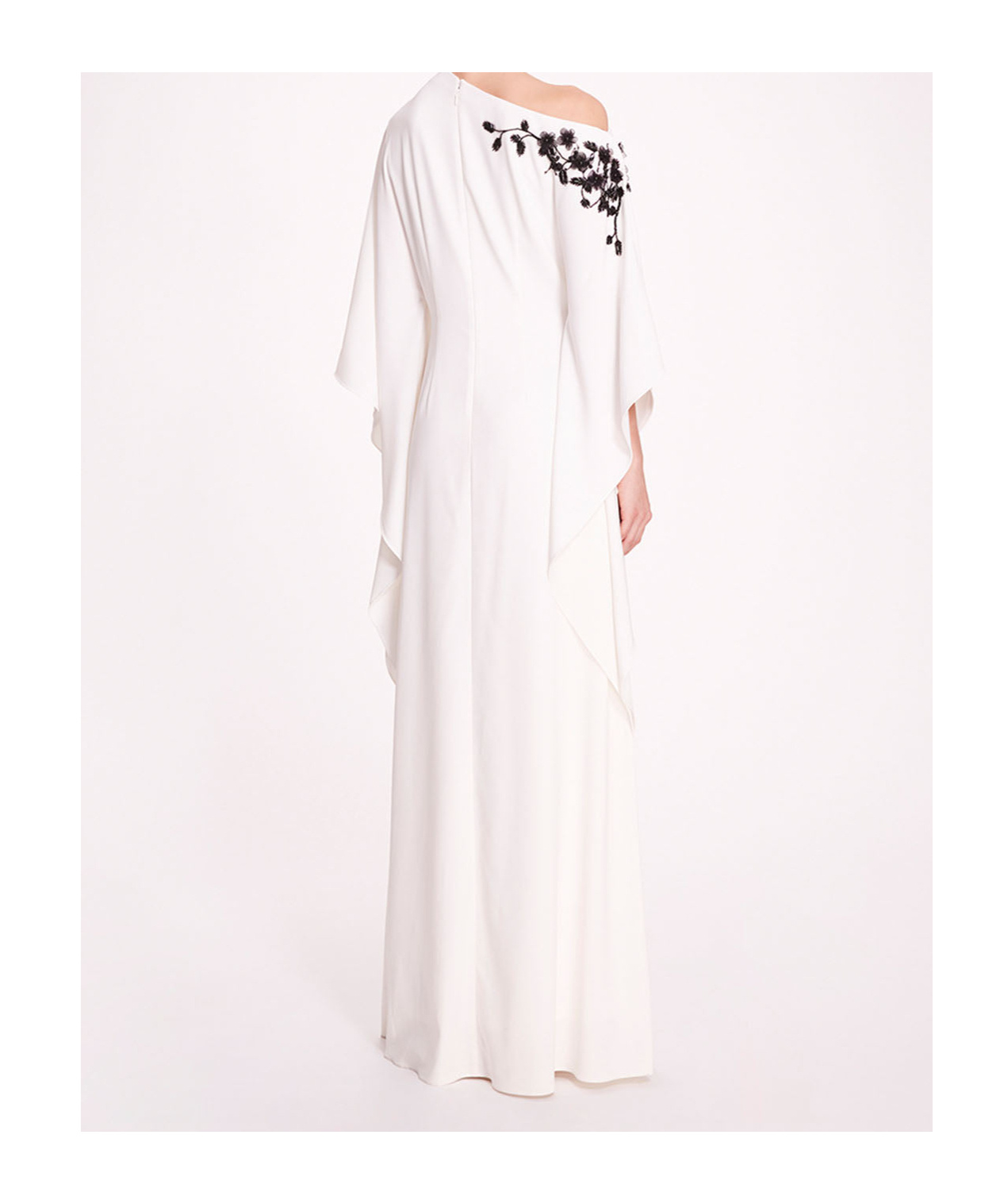 Marchesa Notte Embroidered Draped Kaftan In White