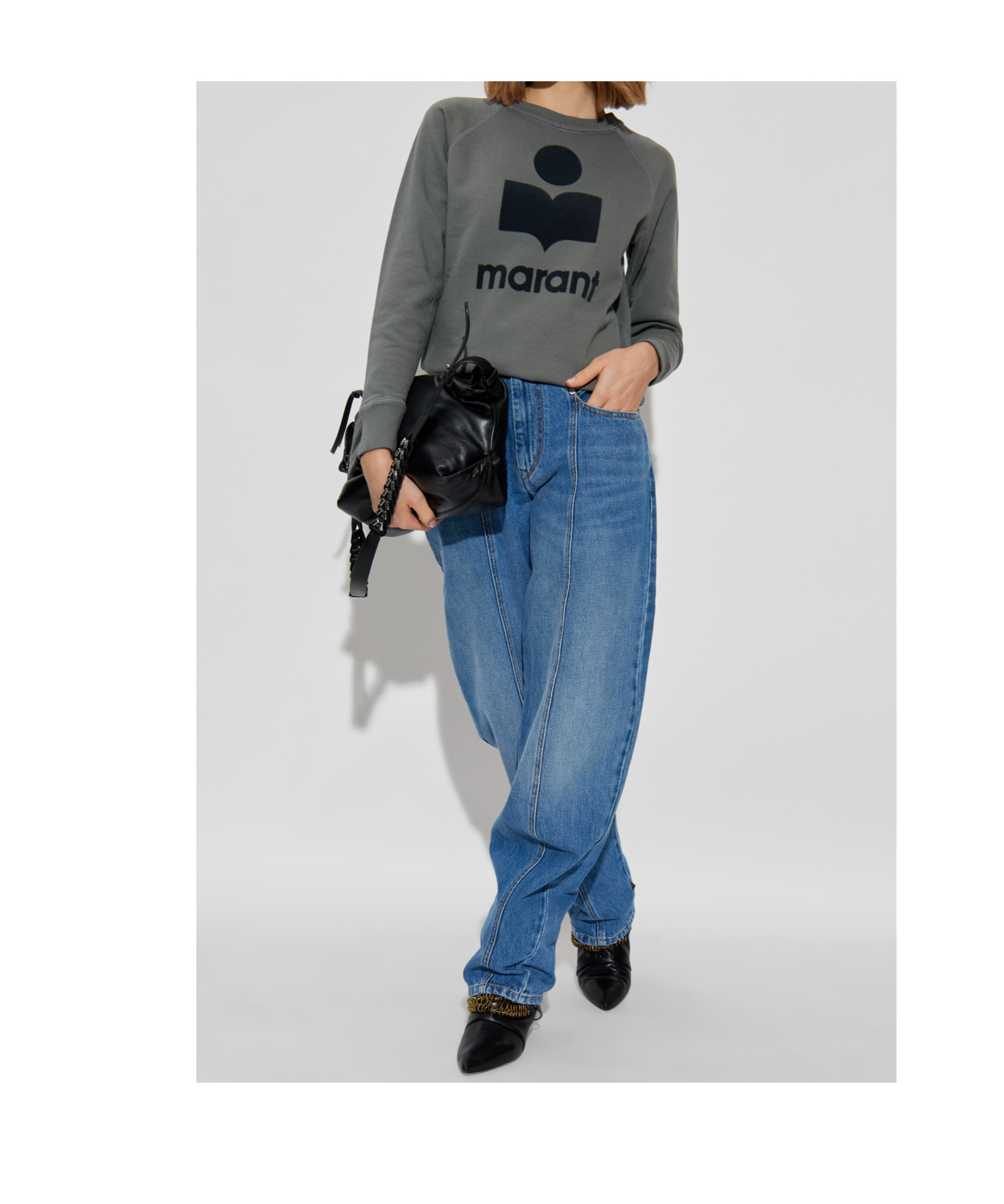 Isabel Marant Étoile Round-collar Long-sleeve Hoodie In Black