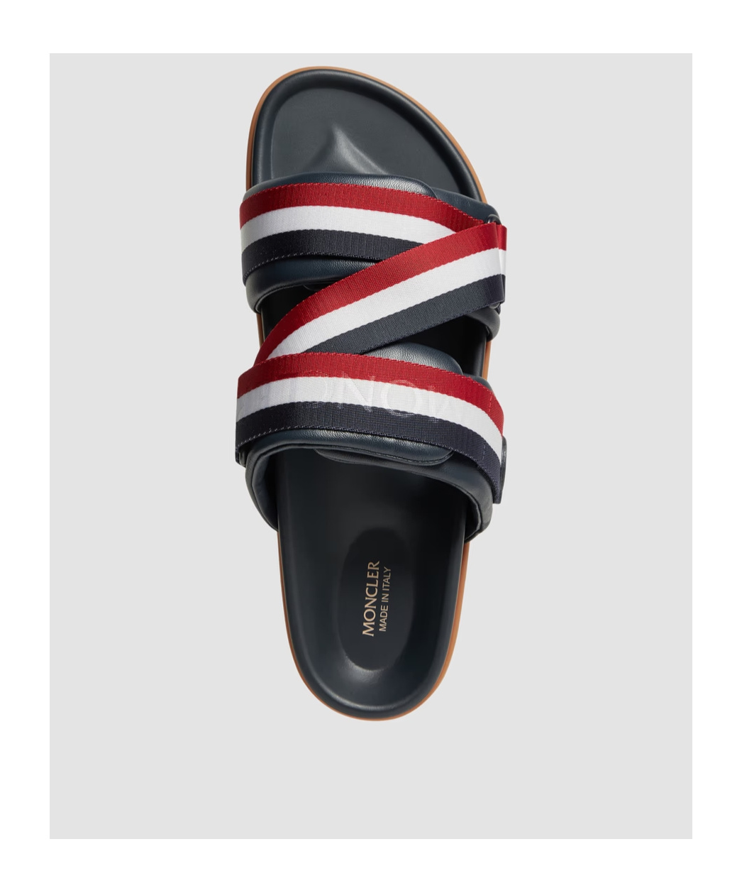 Moncler Blue Leather Mon Summer Sliders In Multi