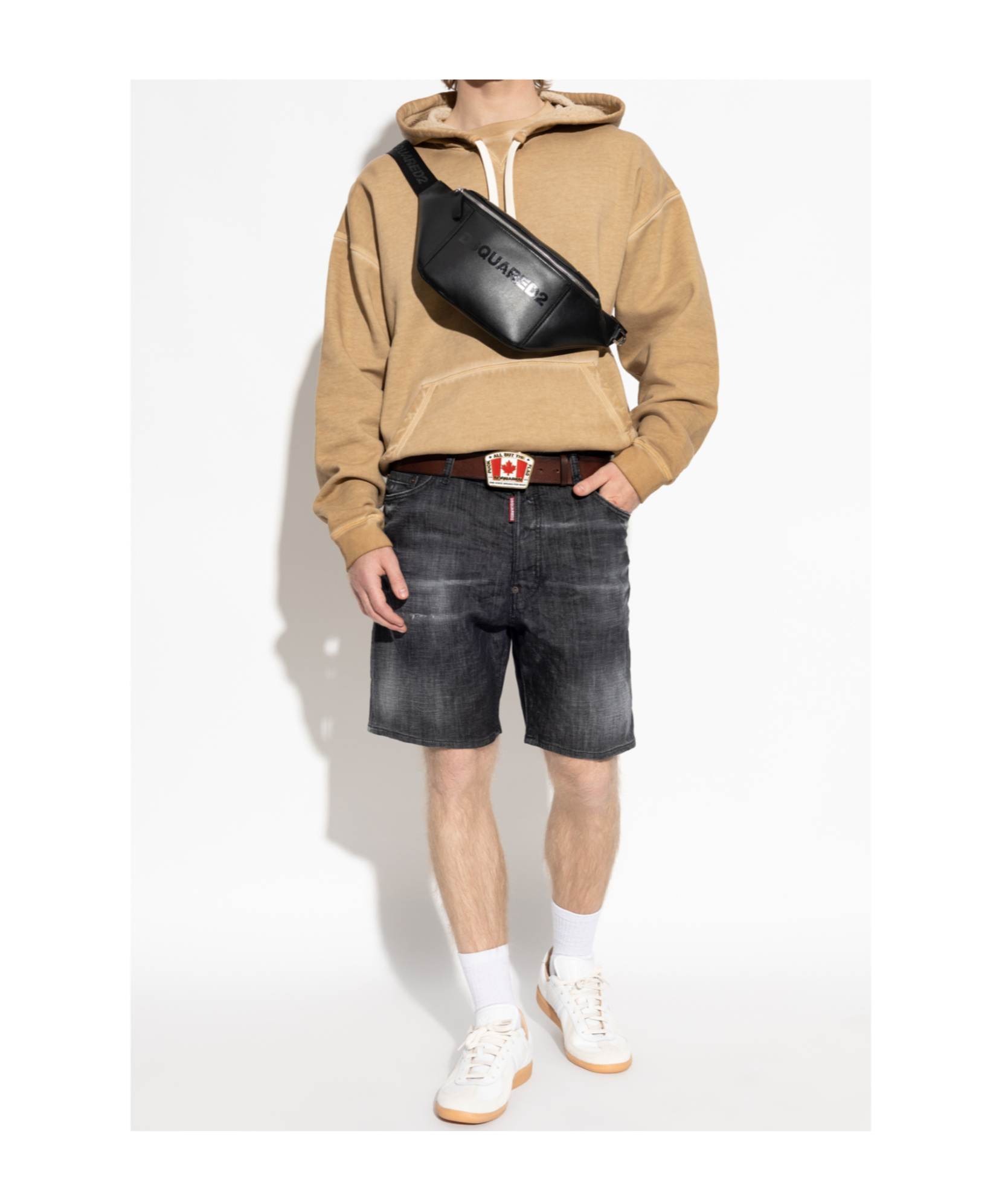 Dsquared2 Distressed Cotton Denim Shorts With Belt Loops