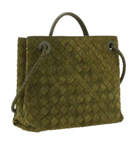 Bottega Veneta Woven Pattern Shoulder Bag In Green