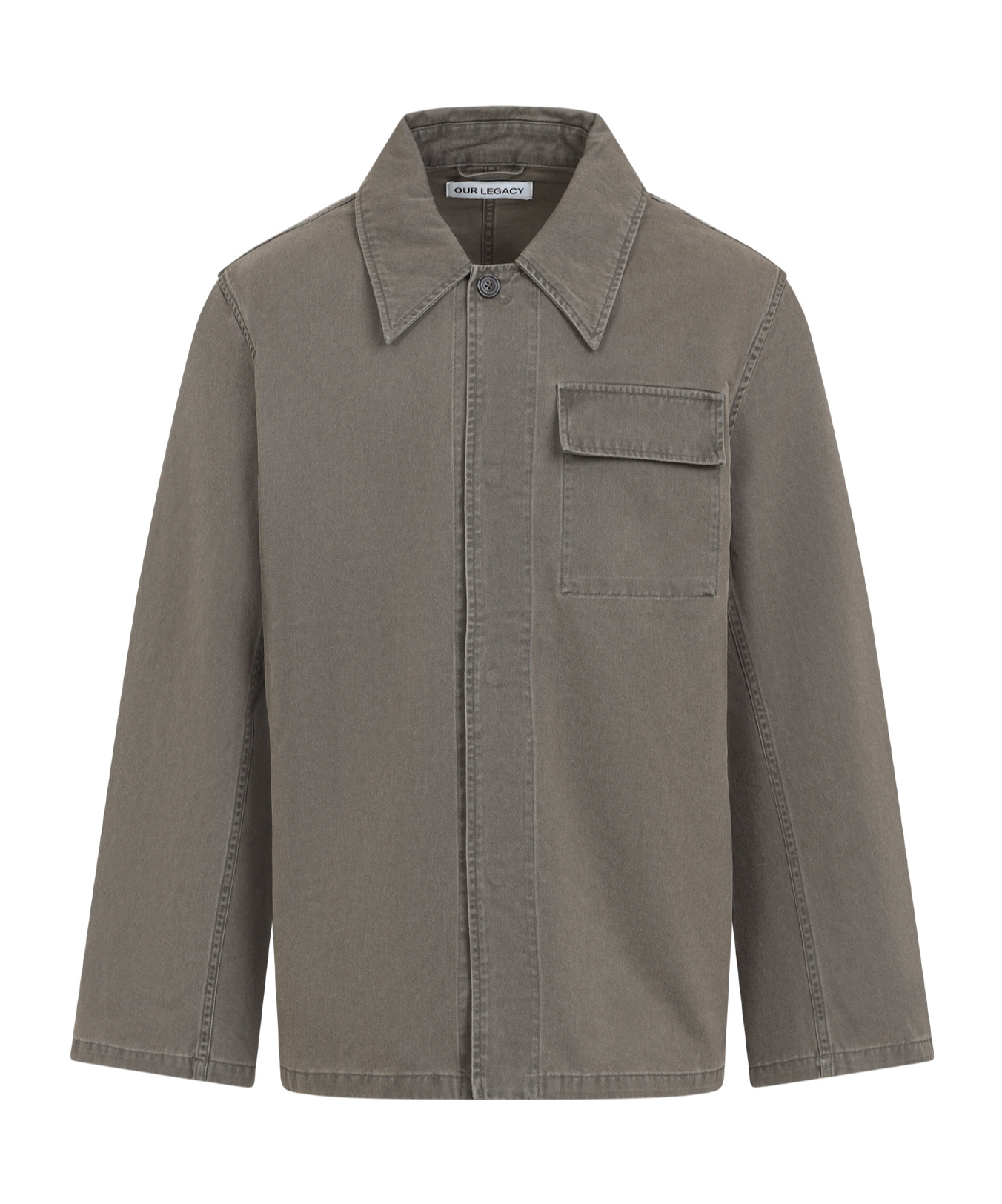 Our Legacy Straight-cut Casual Jacket With Pointed Collar In Gray
