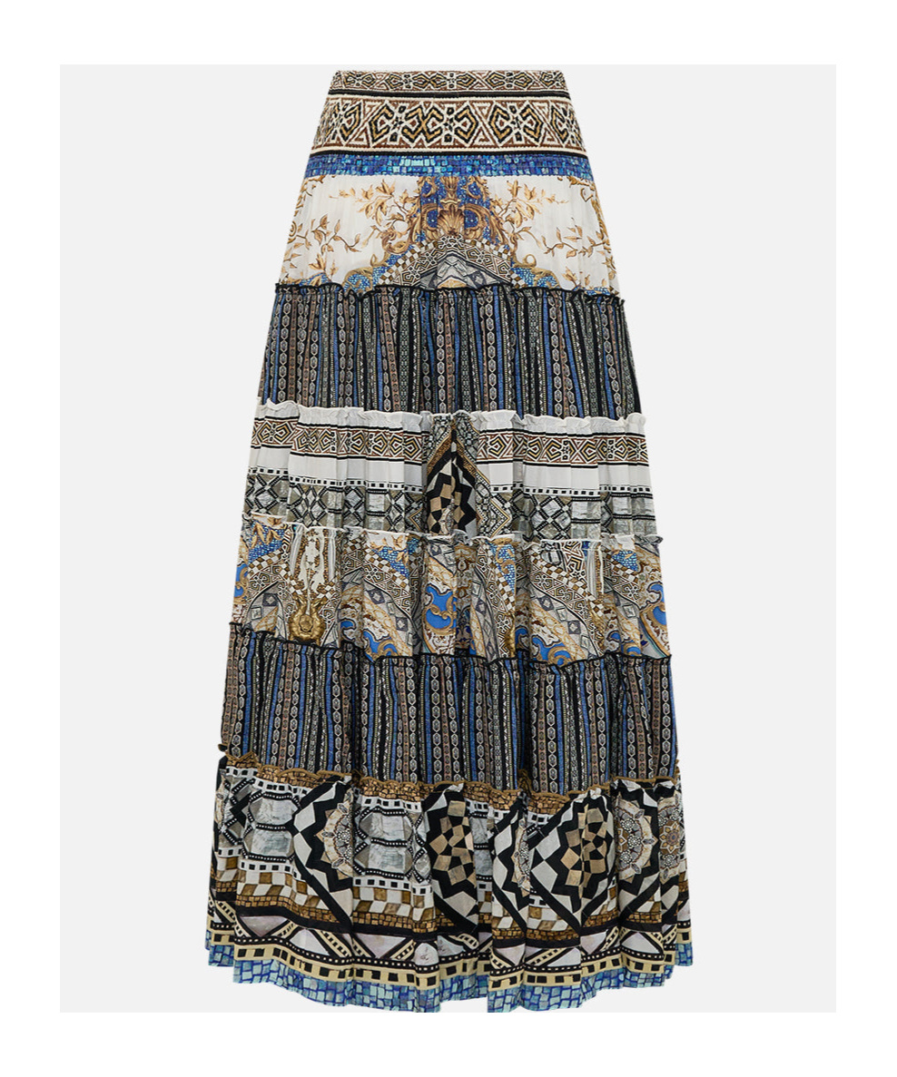 Shop Camilla Make Me Your Mosaic Shirred Waist Skirt In Black