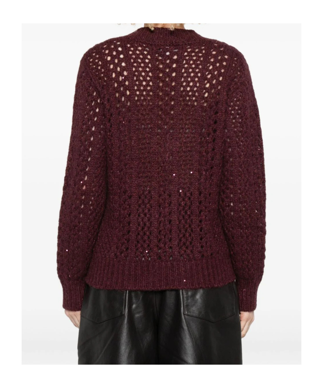 Eleventy V-neck Open-knit Sweater In Red