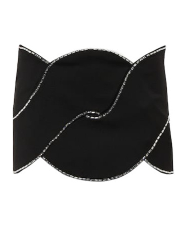 Area Latticed Embellished Wool Miniskirt In Black