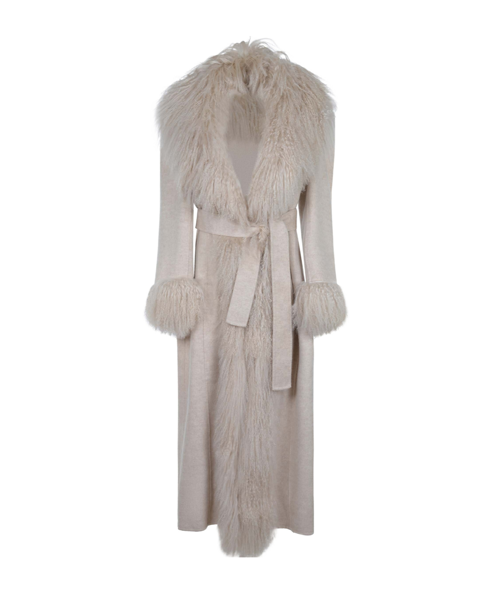 Giuseppe Di Morabito Fur-trimmed Belted Coat In Gray