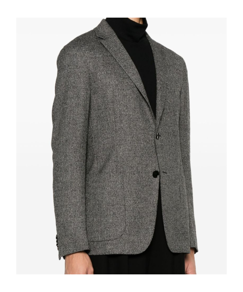 Zegna Interlock Twill Blazer In Gray