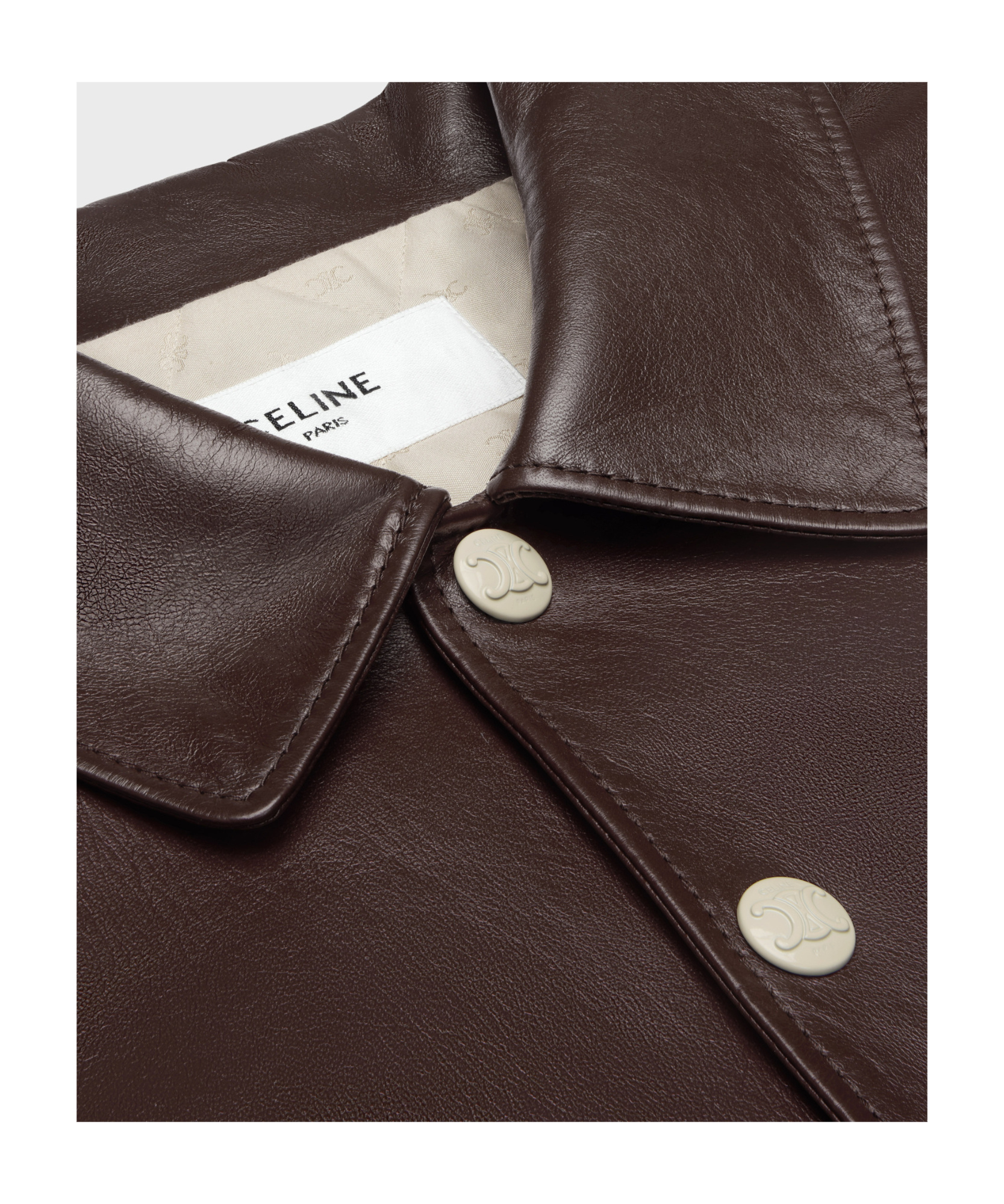 Celine Long-sleeved Leather Jacket In Black