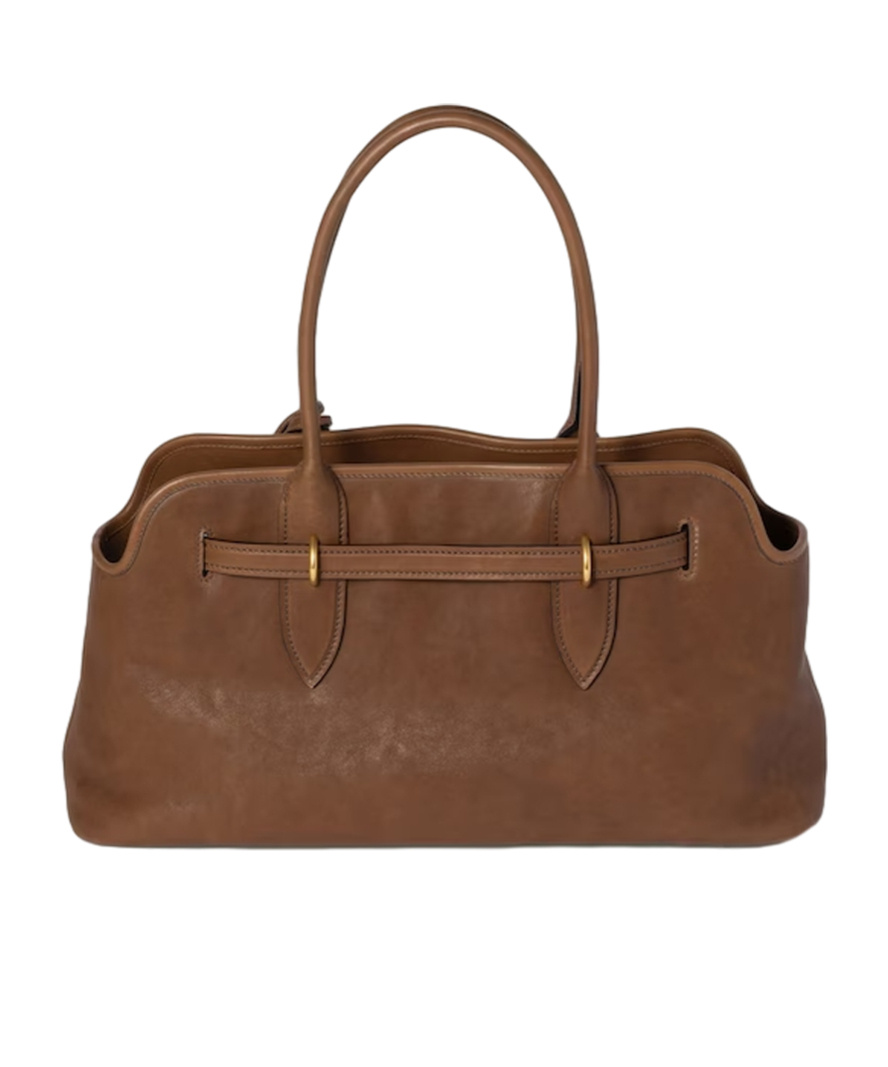 Miu Miu Large Aventure Nappa Leather Shoulder Bag In Brown