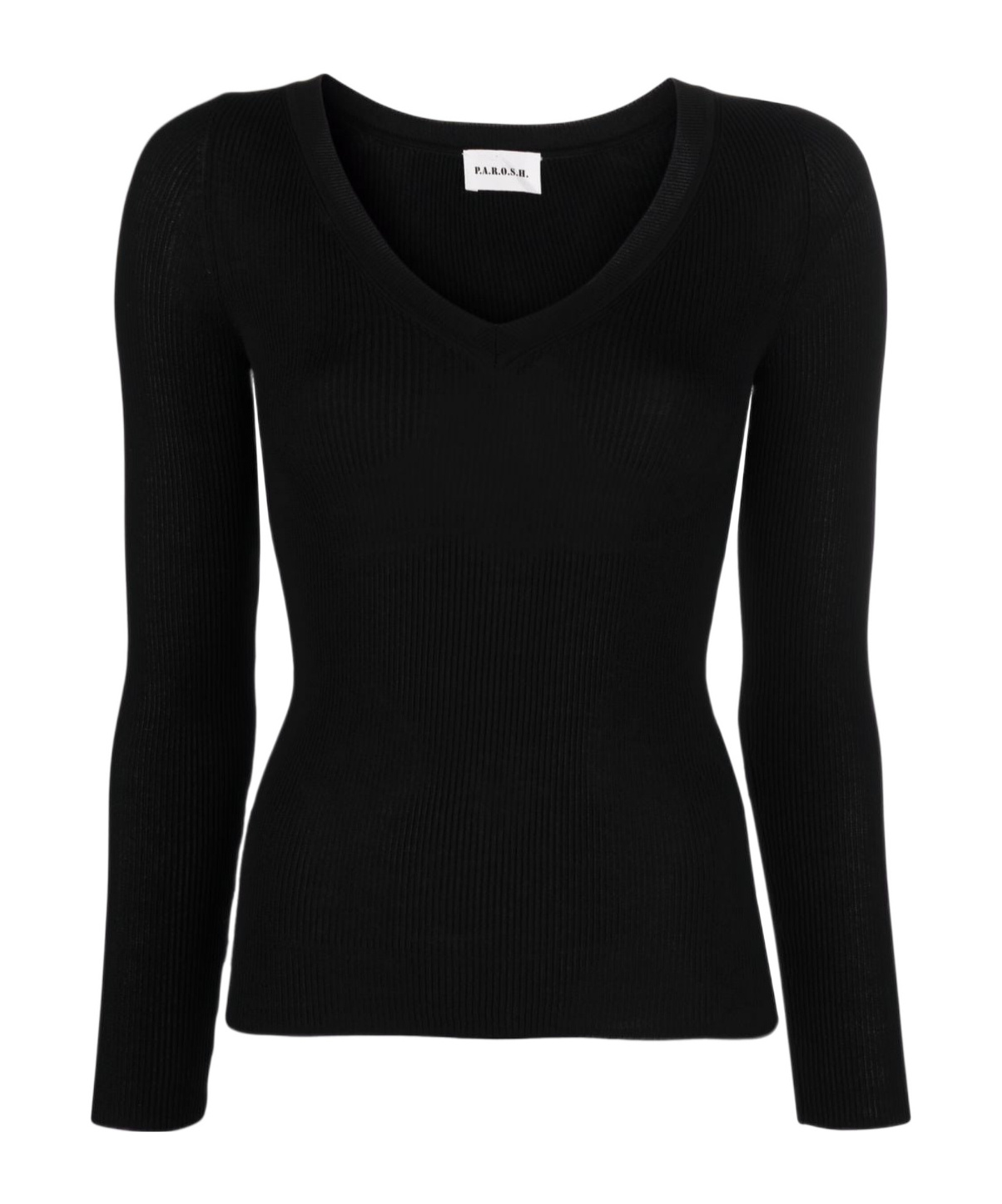 P.a.r.o.s.h Black Sweater With Deep Neckline In Black
