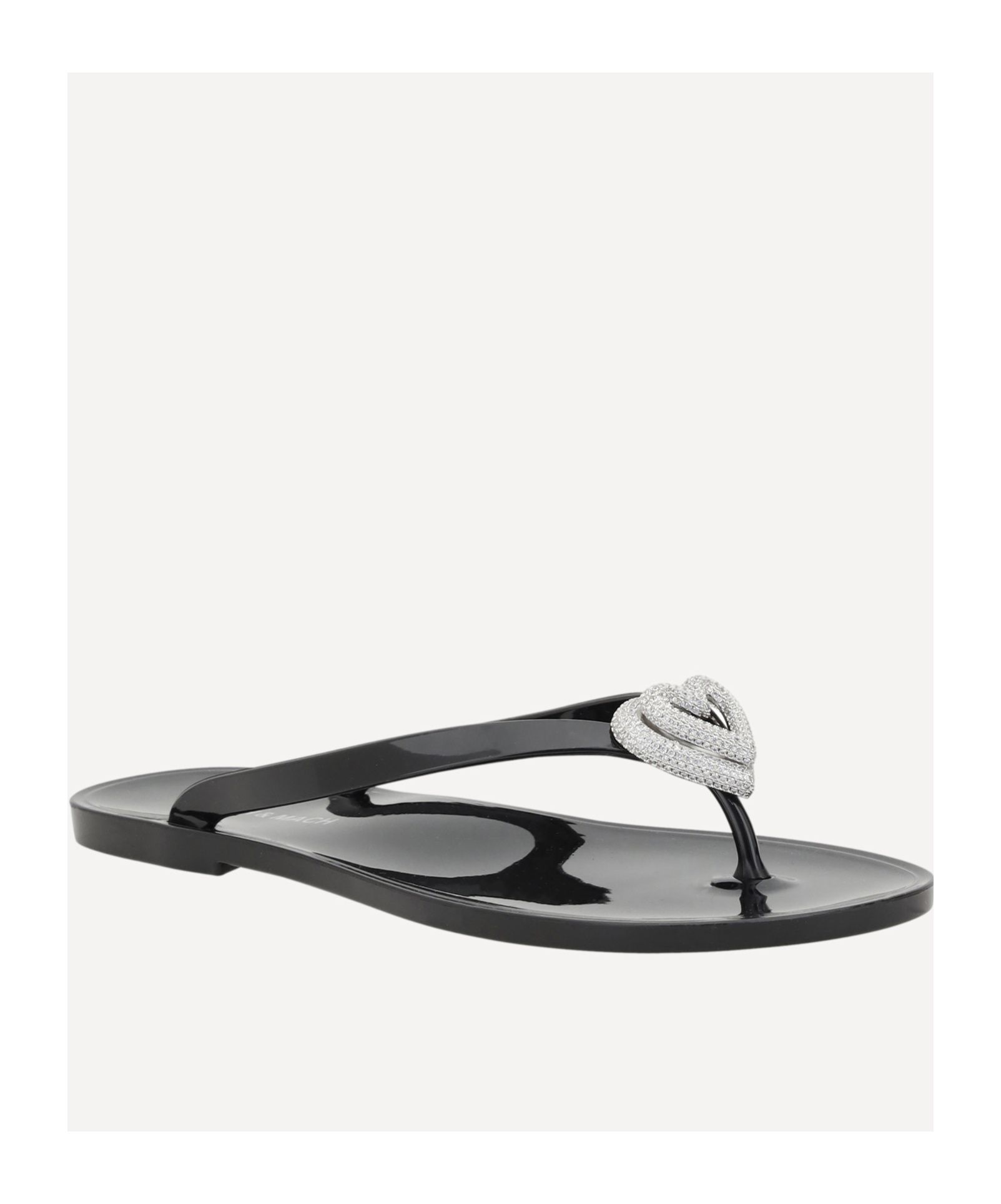Machmach Mach Mach Double Heart Embellished Flip Flops In Black