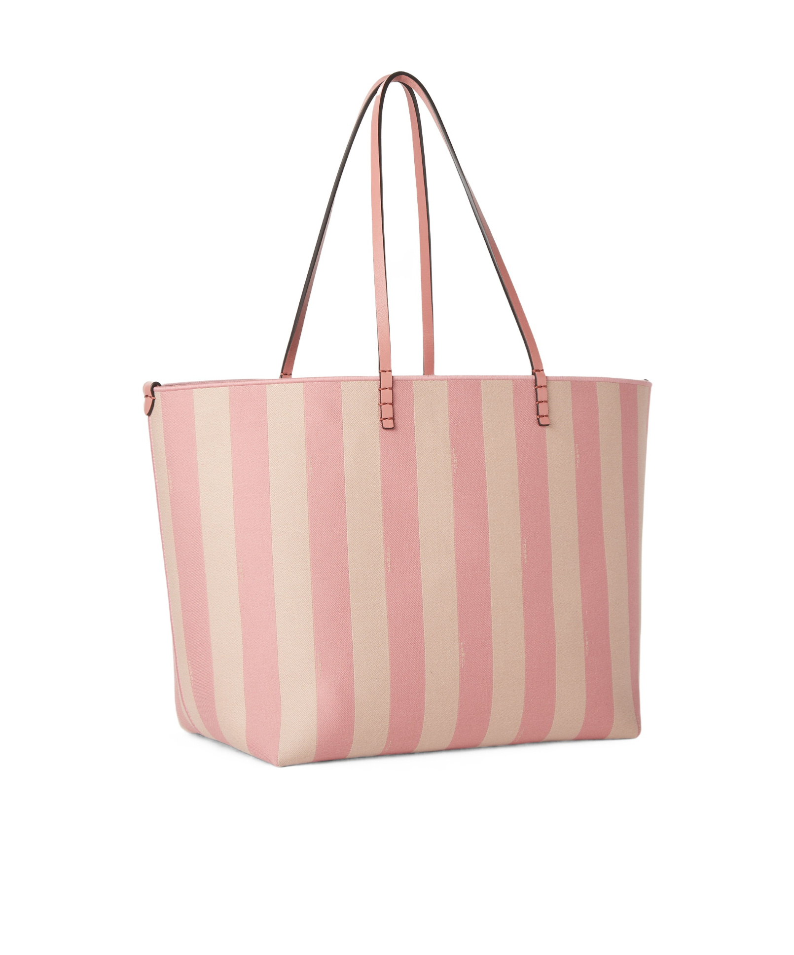 Fendi Pink Striped Pequin And Optical Jacquard Fabric Shopper In Pink