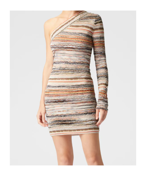 Shop Missoni Striped Mini Dress In Nude