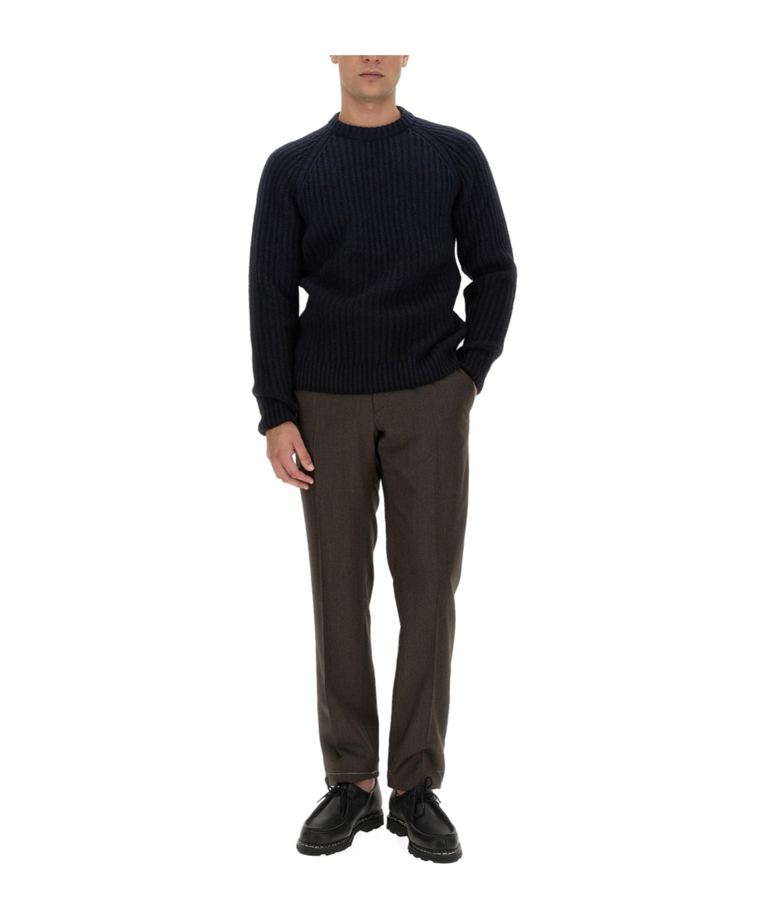 Brioni Ribbed And Braid Sweater Sweaters And Cardigans Blue In Black