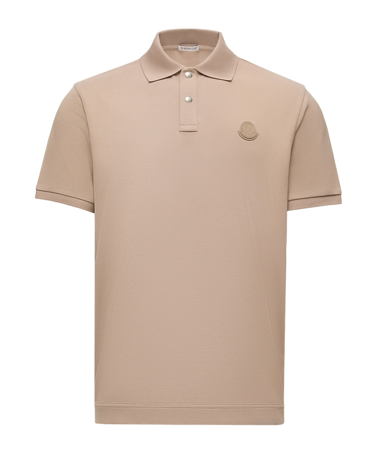 Moncler Polo En Piqué De Coton À Empiècement Logo In Brown