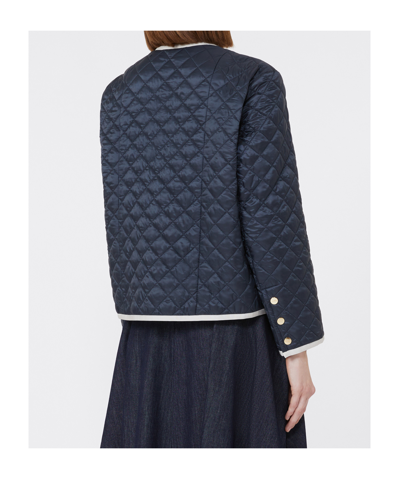 Max Mara Quilted Padded Jacket In Water-repellent Canvas In Blue