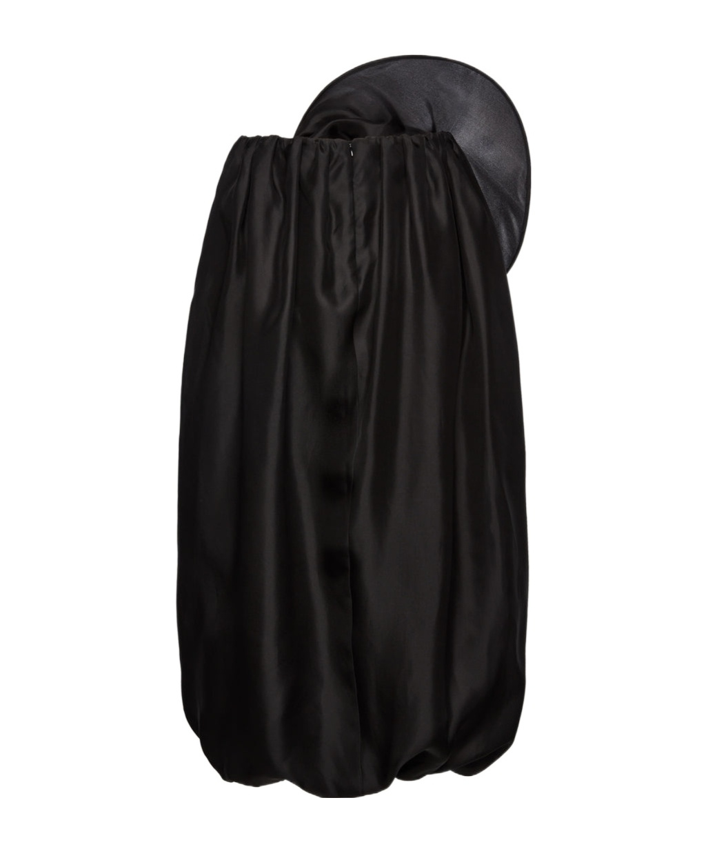 MAGDA BUTRYM FLORAL ORGANZA MIDI SKIRT IN BLACK