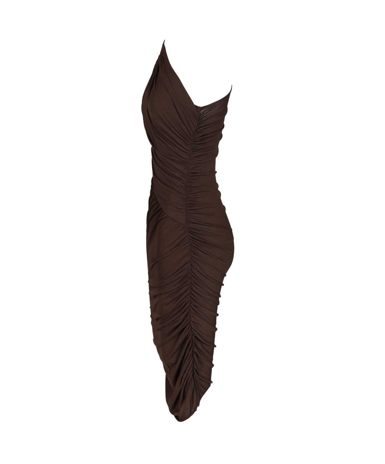 Rick Owens Lilies Amira Gathered Short Dress In Brown