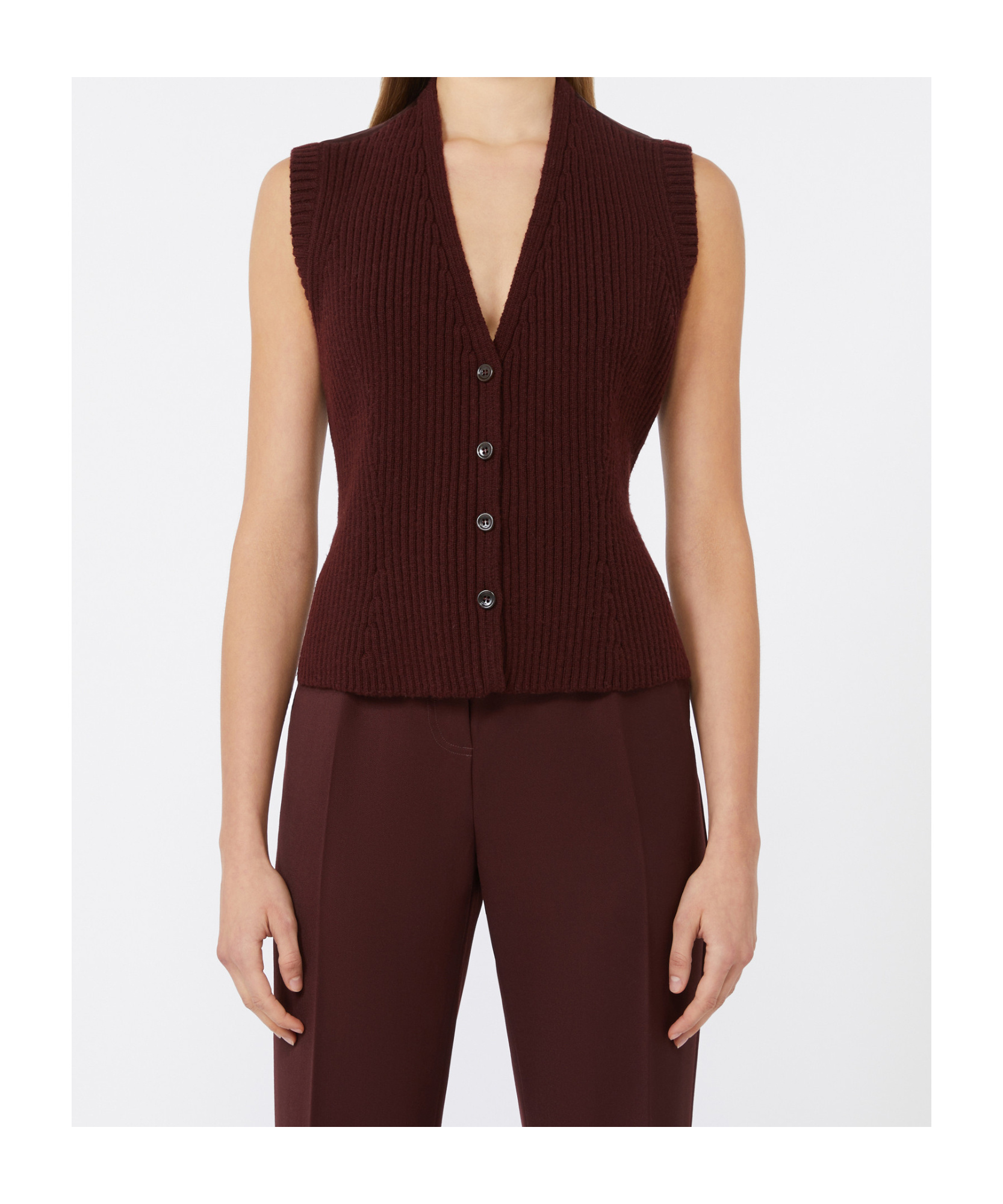 Max Mara Wool And Cashmere Gilet In Brown
