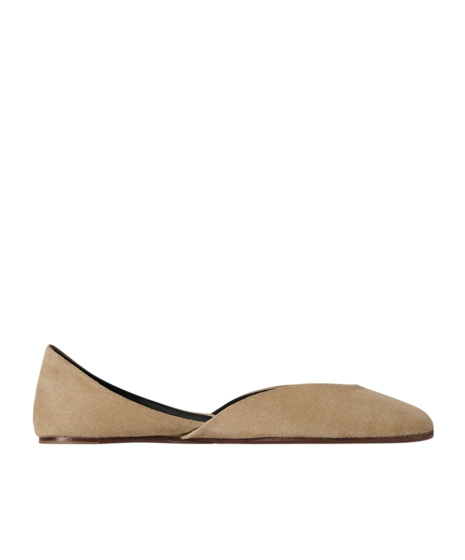 The Row Suede Gemma Ballet Flats In Green