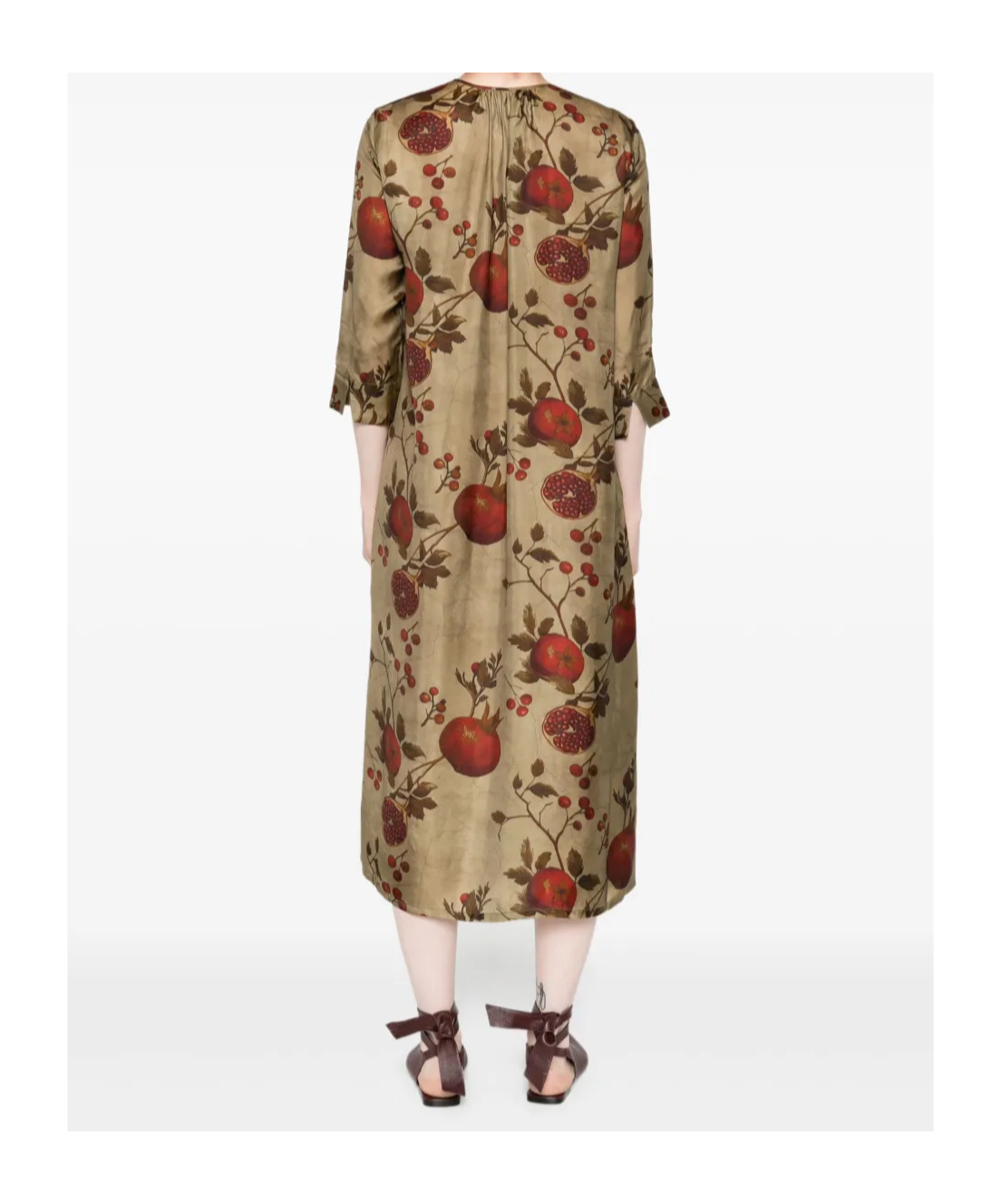 Uma Wang Pomegranate-print Tie-front Midi Dress In Multi