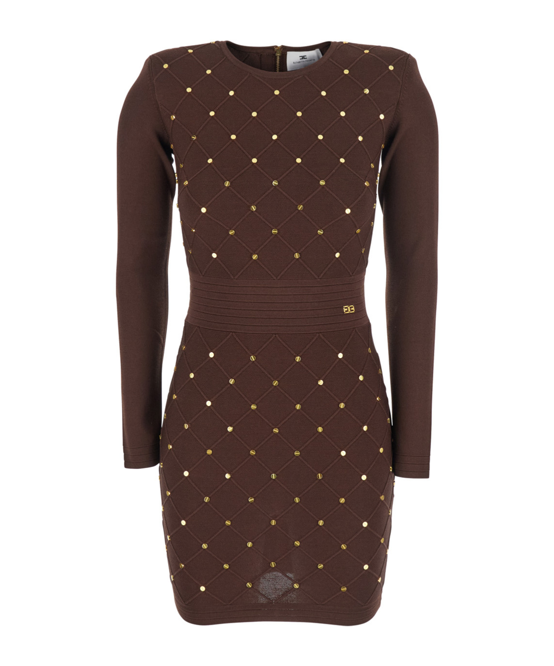 Elisabetta Franchi Knitted Mini Dress With A Slim Fit In Brown