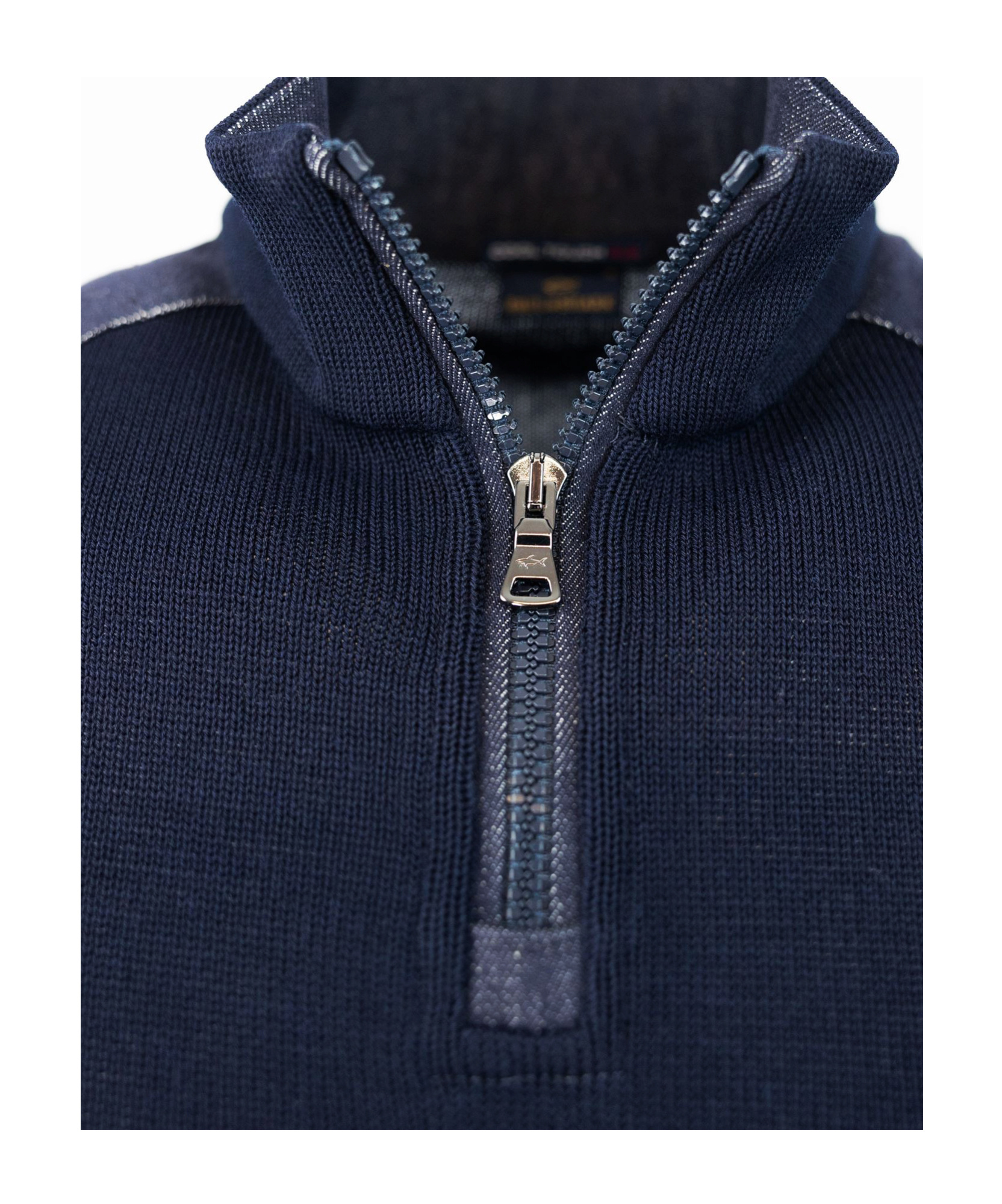 Shop Paul & Shark Zip-neck Knitted Pullover In Blue