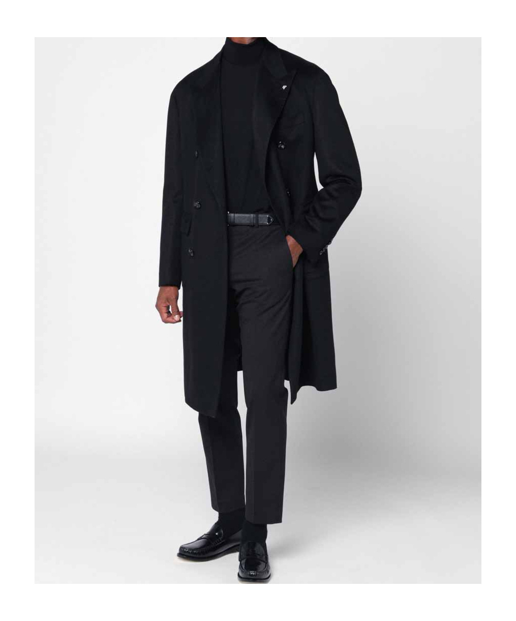 Tagliatore Wool Coat With Double-breasted Design And Belt In Black