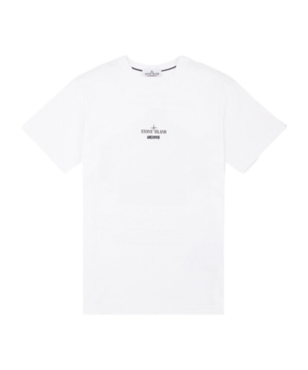 Stone Island Archivio Logo-print Embroidered Cotton-jersey T-shirt In White