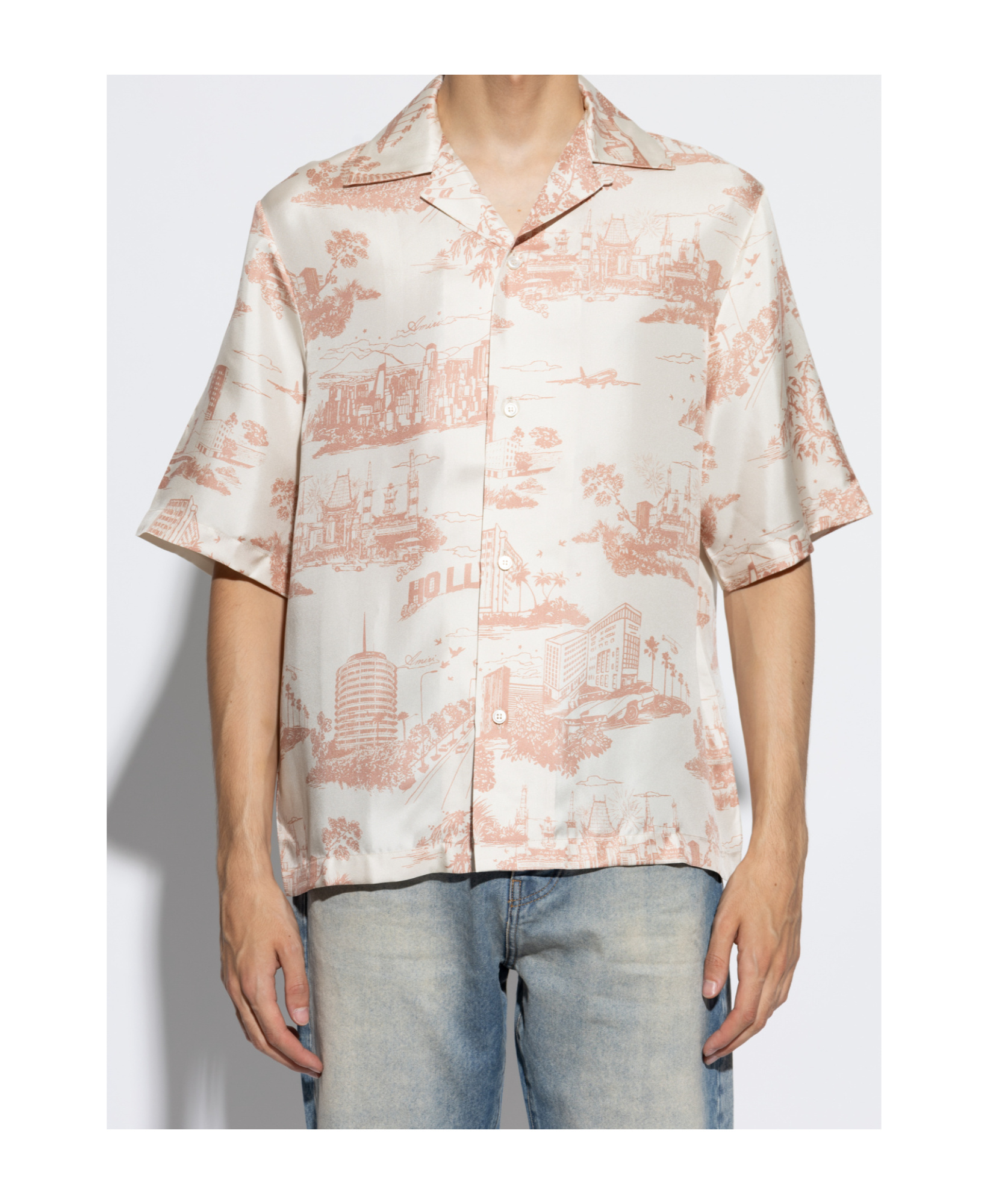 Amiri La Landmark Printed Short-sleeved Shirt In White