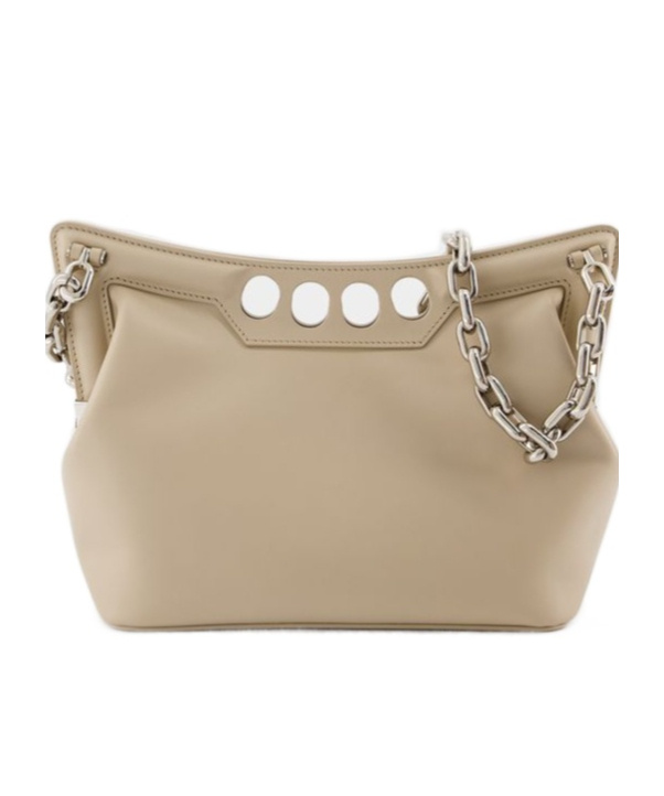 Alexander Mcqueen The Peak Small Curved Shoulder Bag In Nude