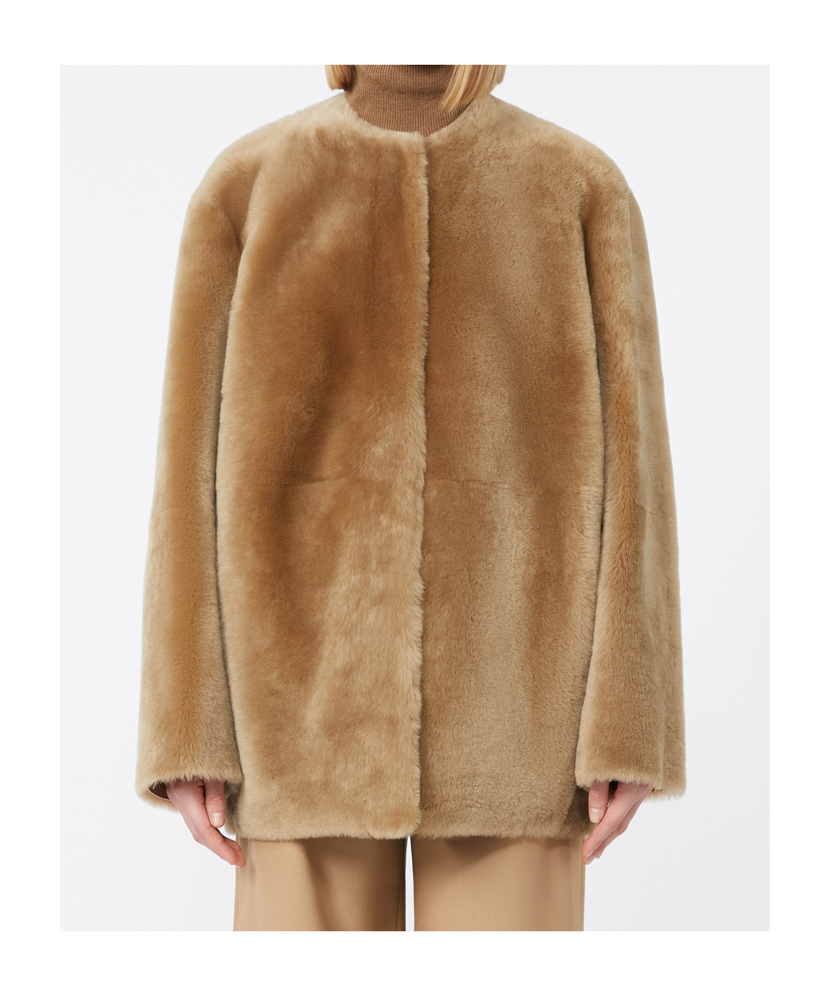 Max Mara Long-sleeved Wool Coat In Brown
