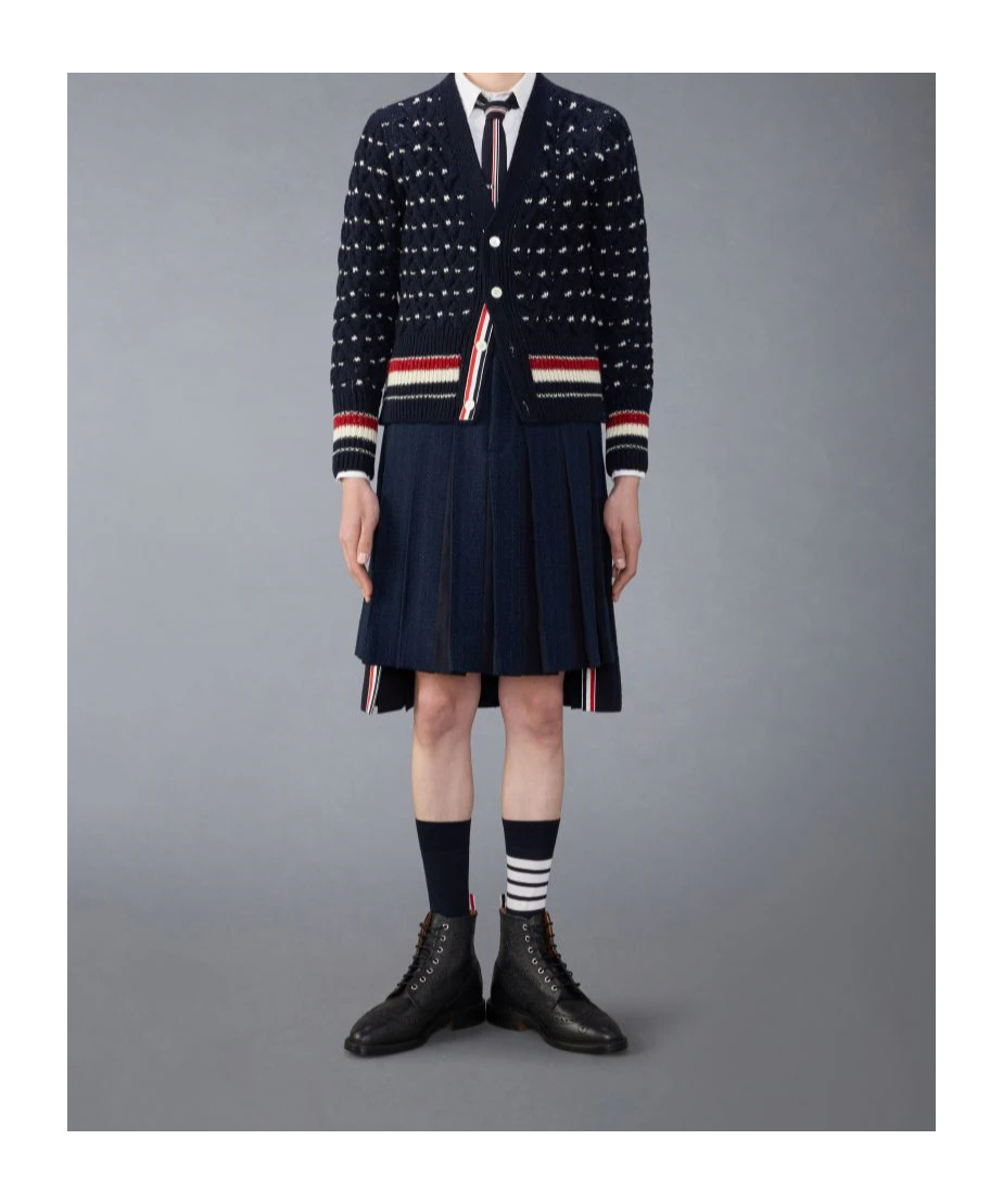 Thom Browne All Over Cable Stitch Classic Cardigan In Black